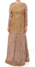 GOLD Long Lace Maxi Crystal Dress - X excelência