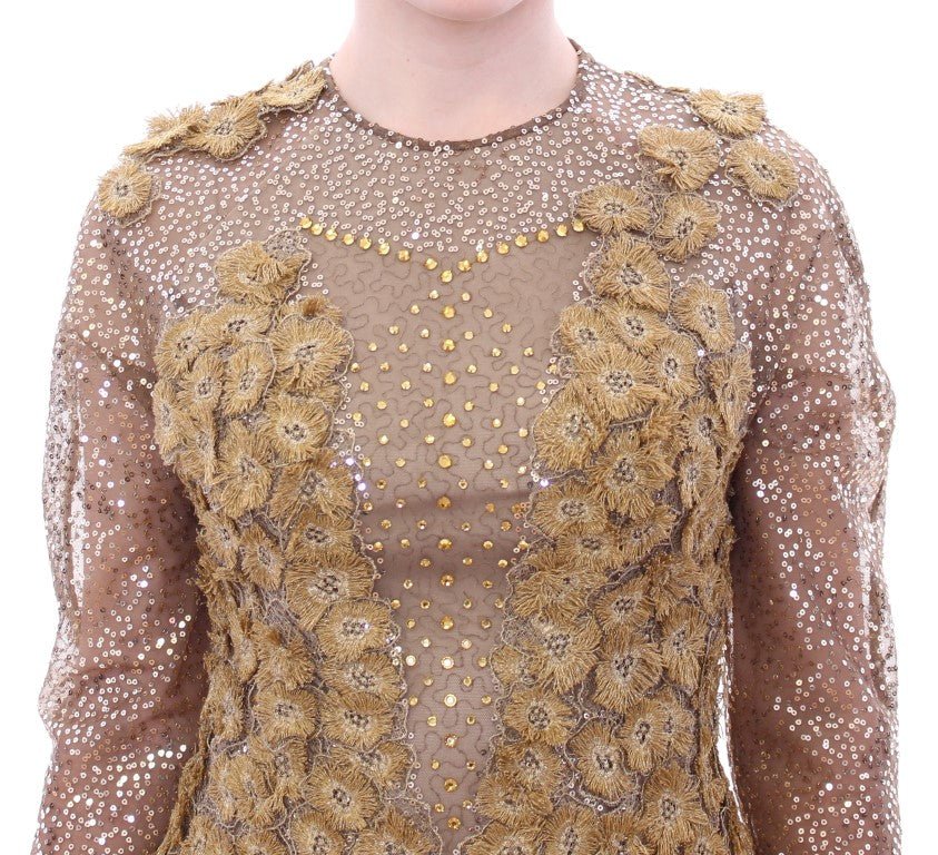 GOLD Long Lace Maxi Crystal Dress - X excelência