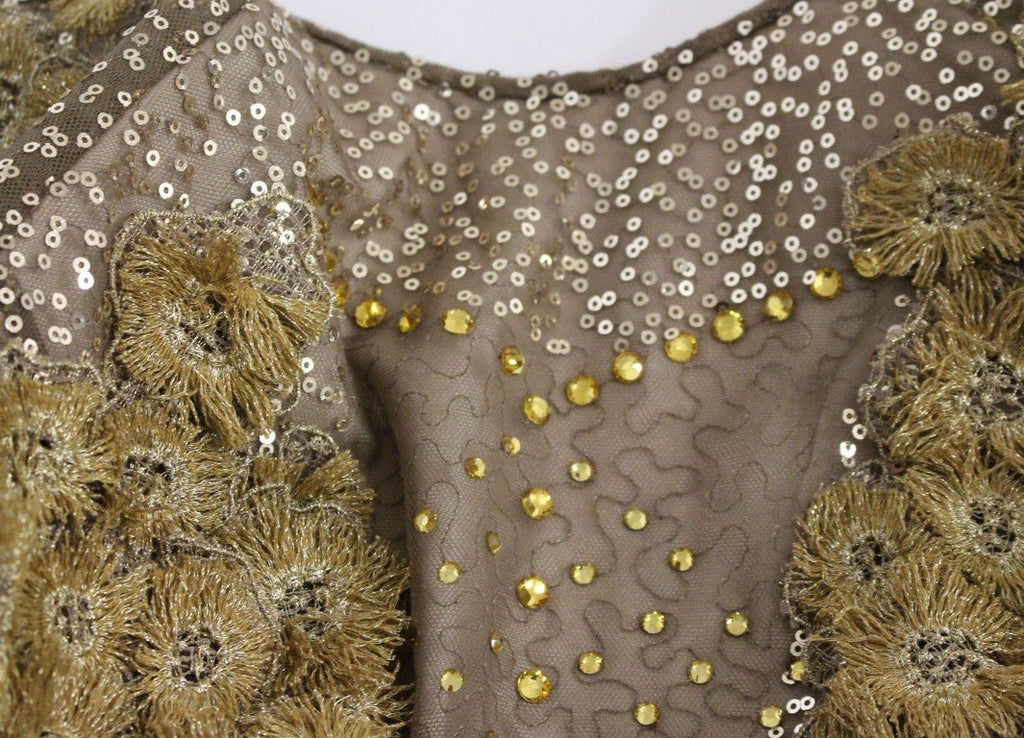 GOLD Long Lace Maxi Crystal Dress - X excelência
