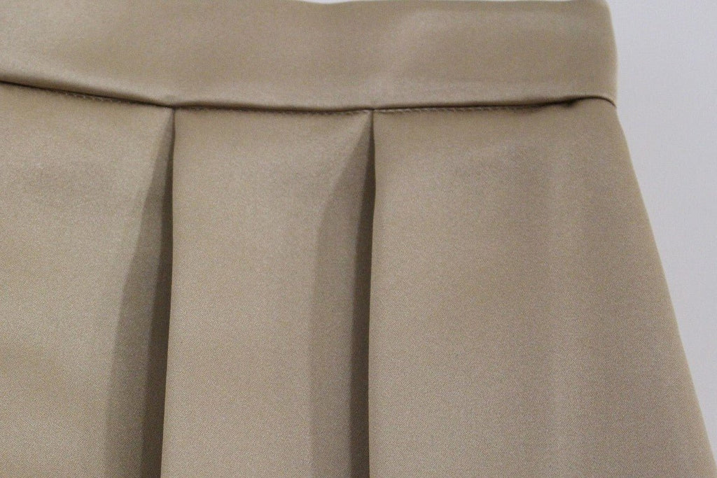Brown Silk Solid Mini Pleated Skirt - X excelência