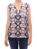 Gray Blue Silk Sleeveless Top Shirt Blouse - X excelência