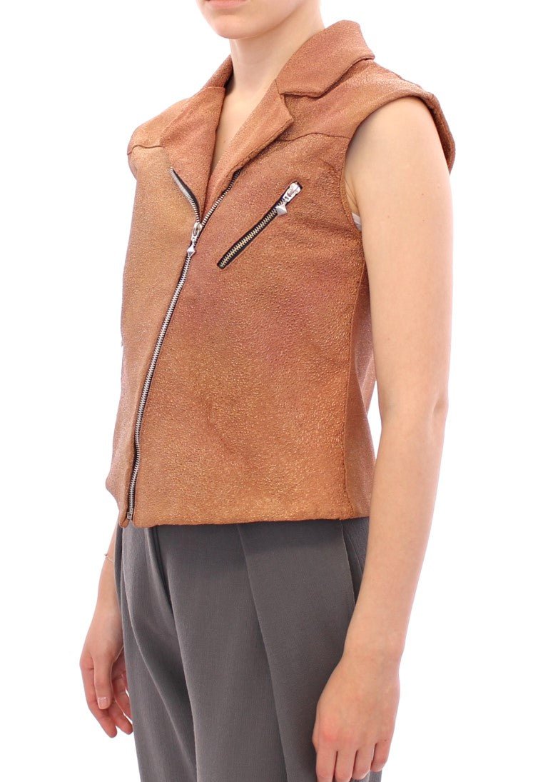 Brown Leather Jacket Vest - X excelência