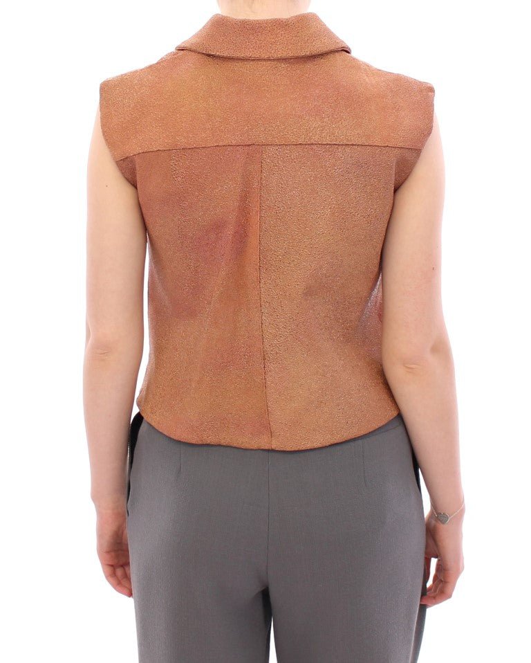Brown Leather Jacket Vest - X excelência