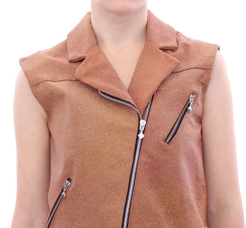 Brown Leather Jacket Vest - X excelência