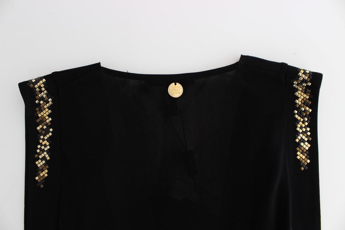 Black Embellished Jersey Mini Sheath Short Dress - X excelência