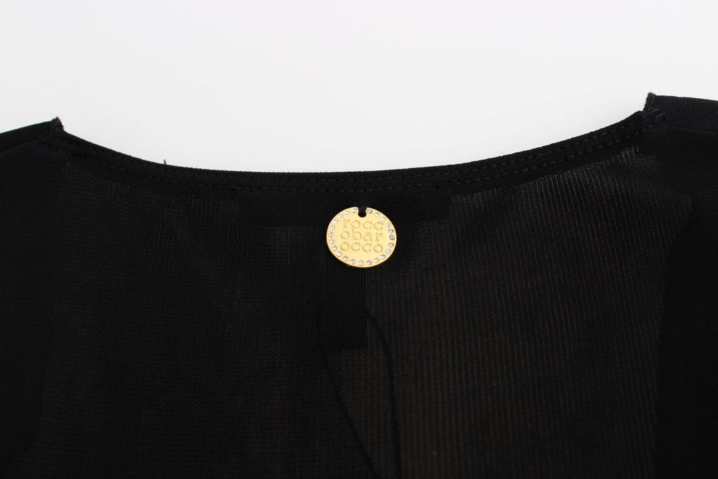 Black Embellished Jersey Mini Sheath Short Dress - X excelência