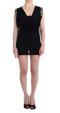 Black Embellished Jersey Mini Sheath Short Dress - X excelência