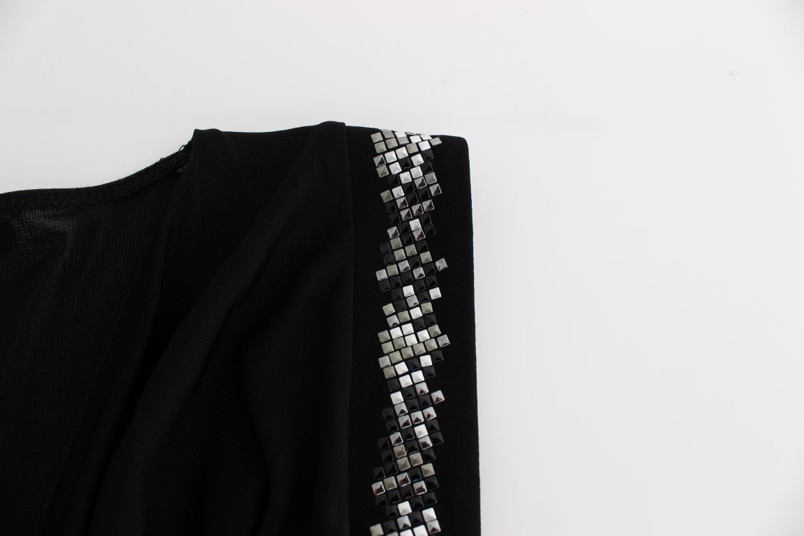 Black Embellished Jersey Mini Sheath Short Dress - X excelência