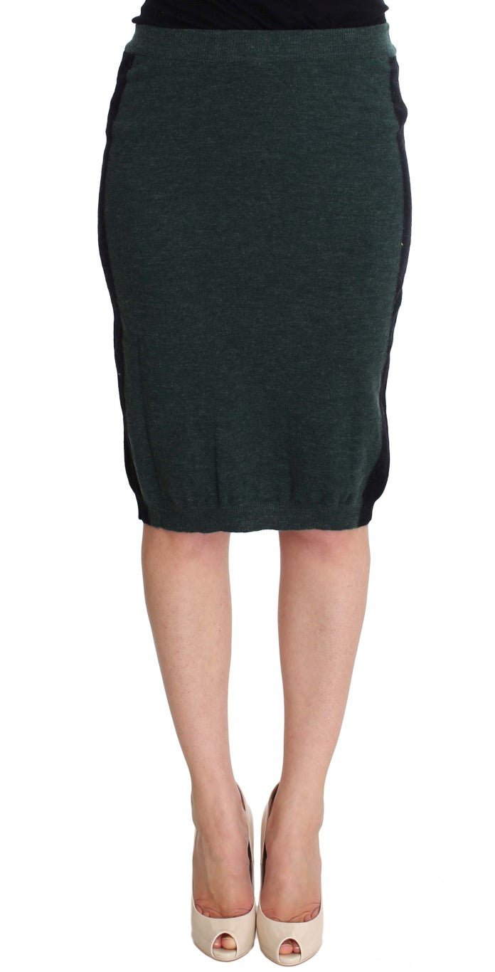 Green Wool Blend Pencil Skirt - X excelência
