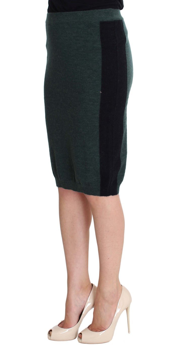 Green Wool Blend Pencil Skirt - X excelência