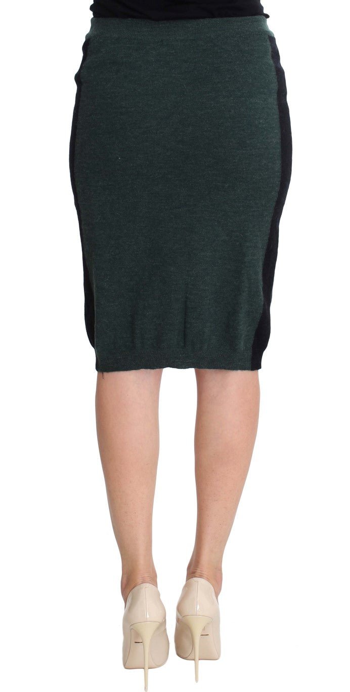 Green Wool Blend Pencil Skirt - X excelência