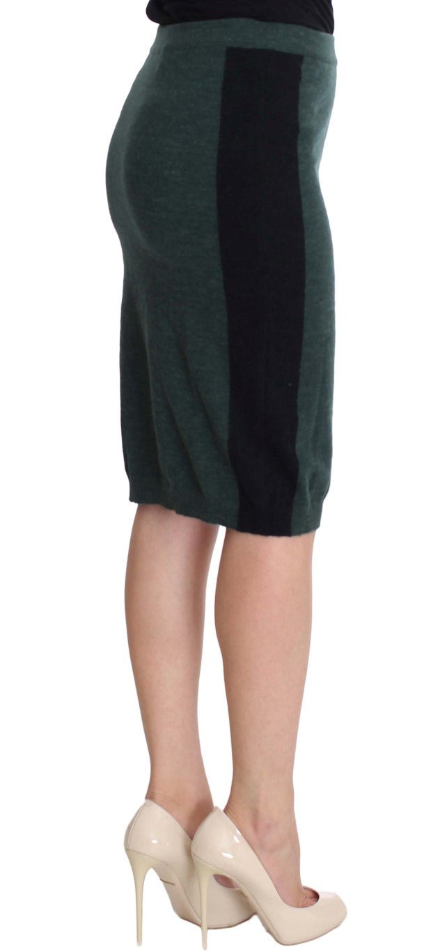 Green Wool Blend Pencil Skirt - X excelência