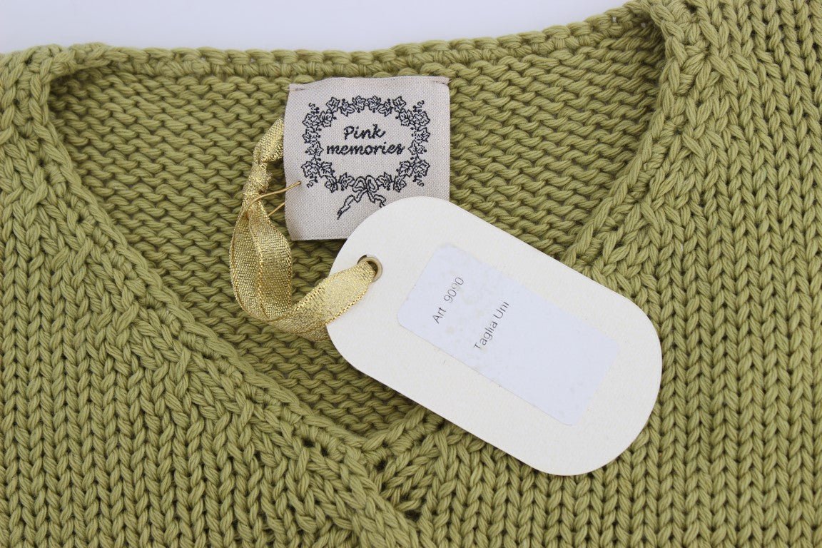 Green Cotton Blend Knitted Sleeveless Sweater - X excelência