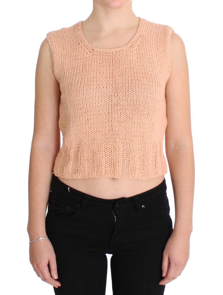 Pink Cotton Blend Knitted Sleeveless Sweater - X excelência