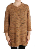 Brown Wool Blend Knitted Oversize Sweater - X excelência