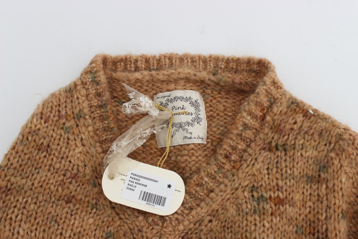 Brown Wool Blend Knitted Oversize Sweater - X excelência