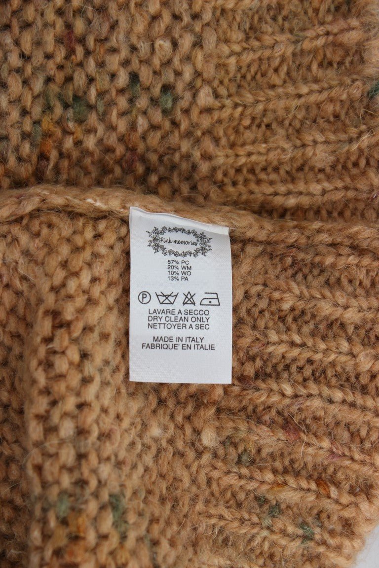 Brown Wool Blend Knitted Oversize Sweater - X excelência