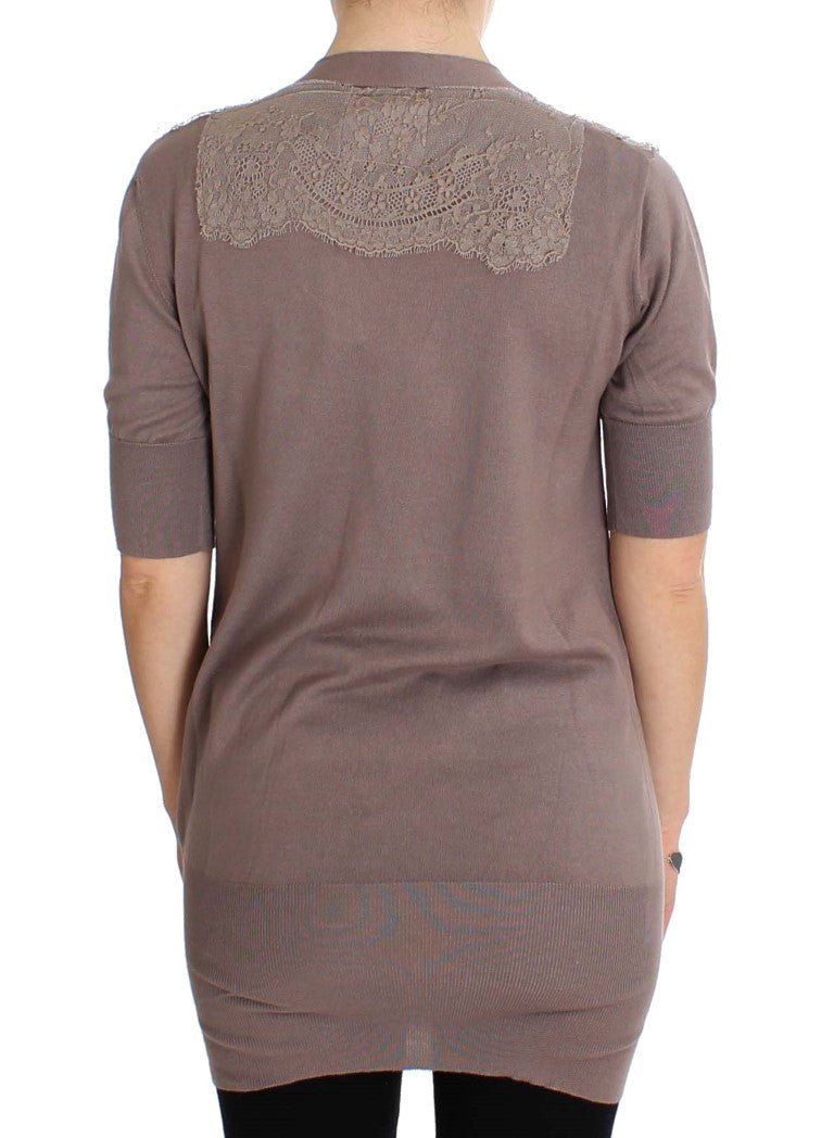 Purple Lace Cotton Cardigan Sweater - X excelência