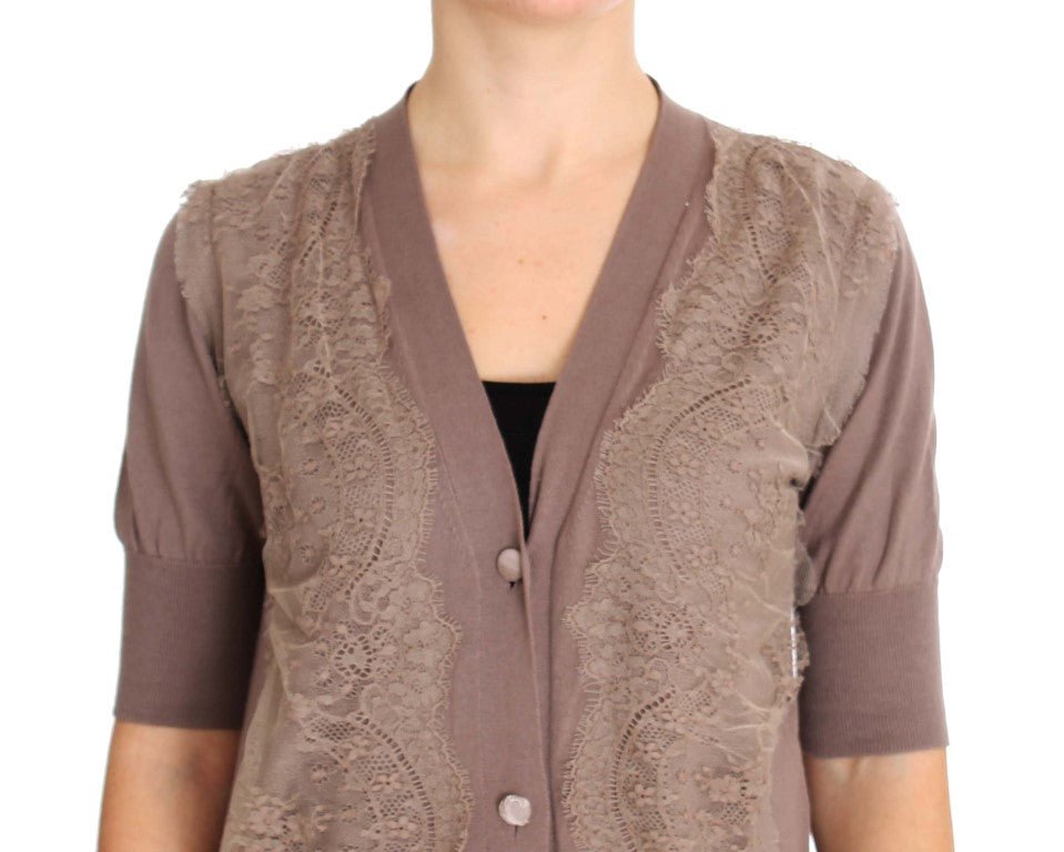 Purple Lace Cotton Cardigan Sweater - X excelência