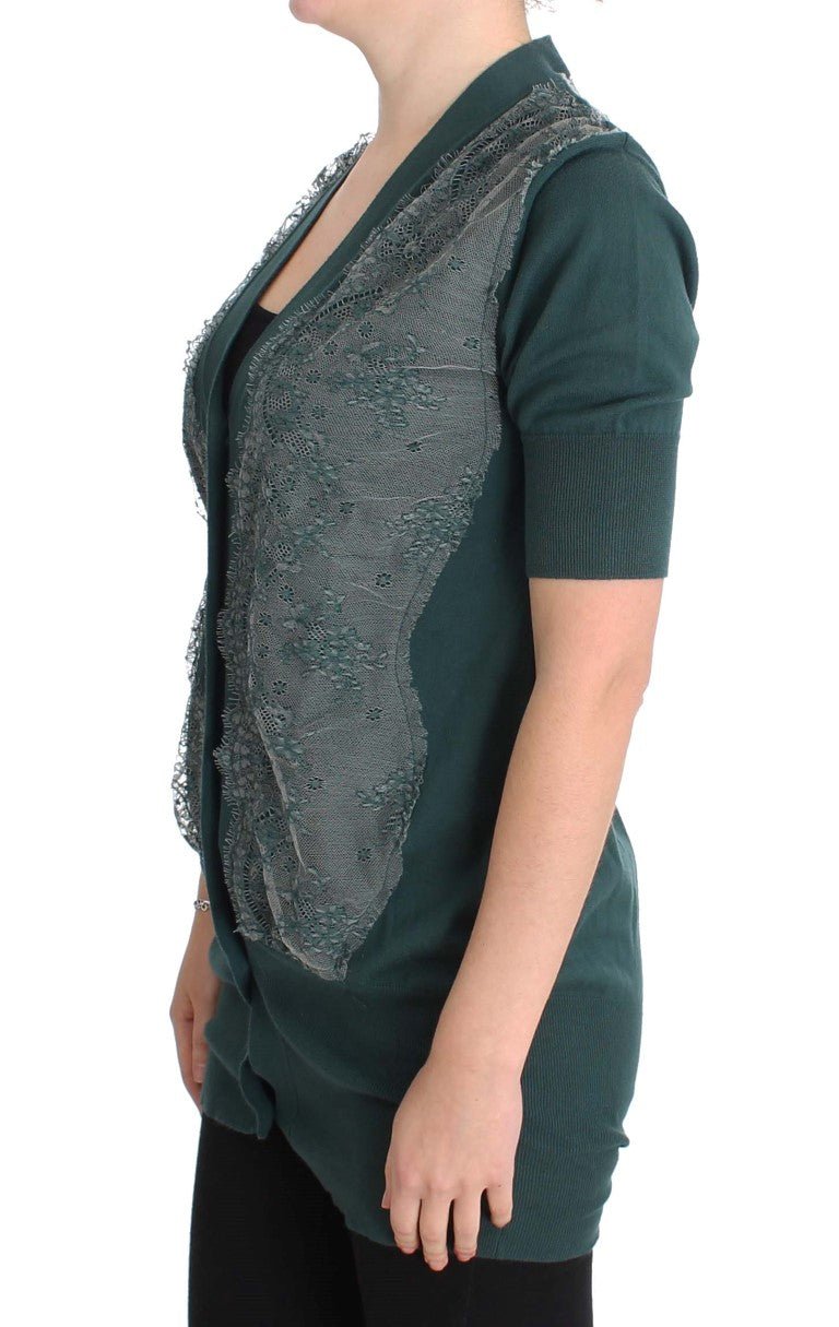 Green Lace Cotton Cardigan Sweater - X excelência