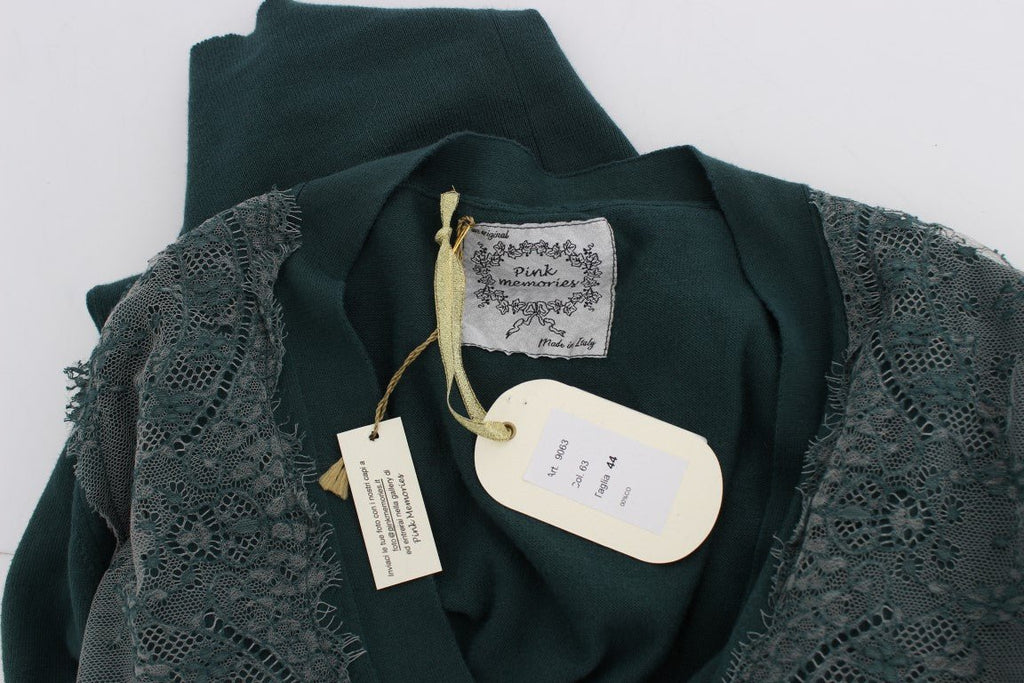 Green Lace Cotton Cardigan Sweater - X excelência