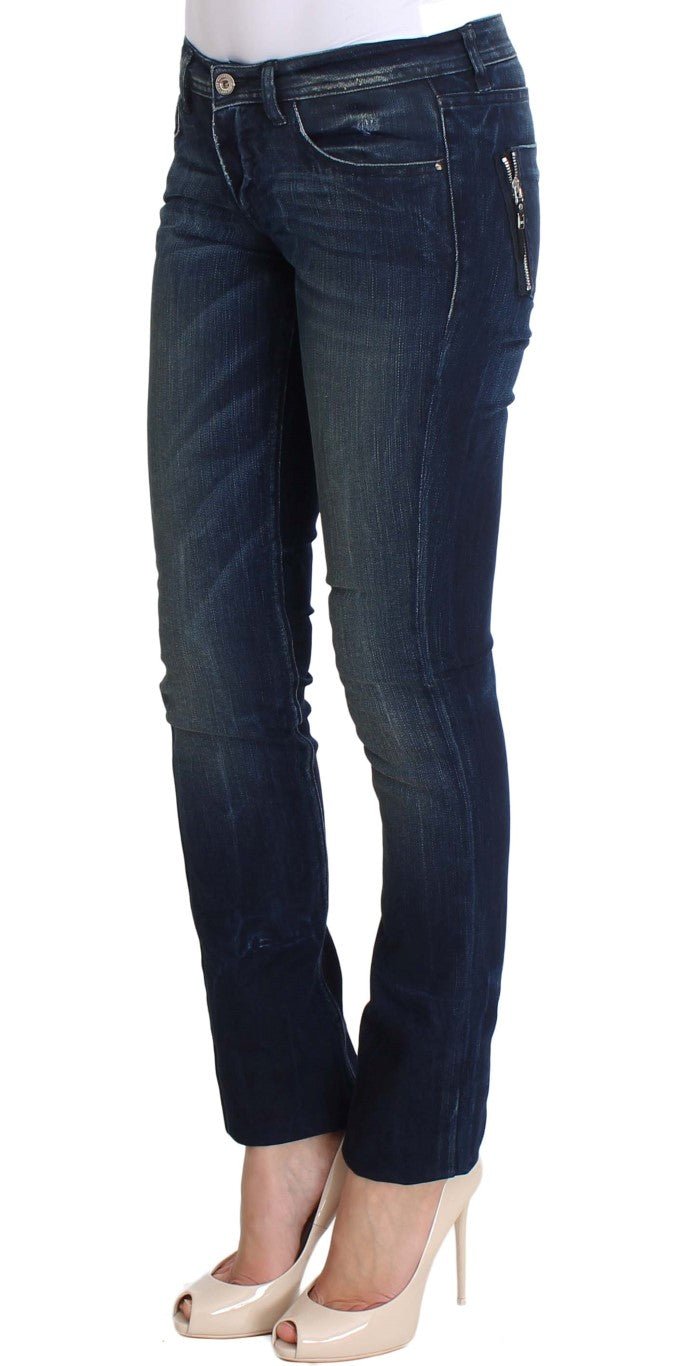 Blue Wash Cotton Slim Fit Skinny Jeans - X excelência