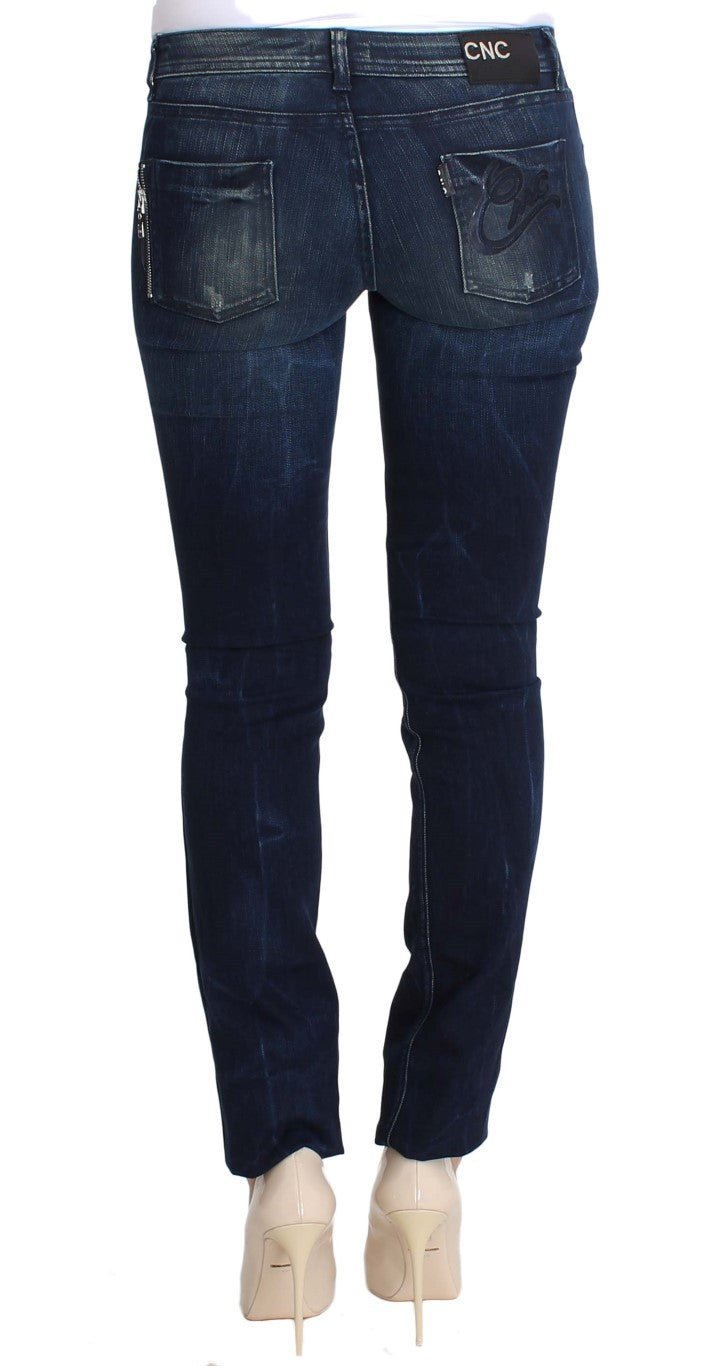 Blue Wash Cotton Slim Fit Skinny Jeans - X excelência