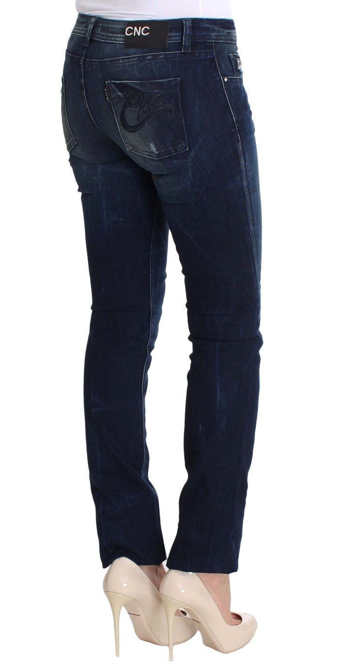 Blue Wash Cotton Slim Fit Skinny Jeans - X excelência