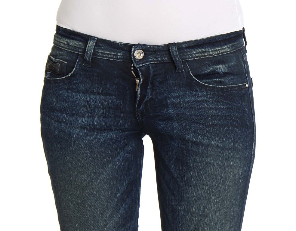 Blue Wash Cotton Slim Fit Skinny Jeans - X excelência