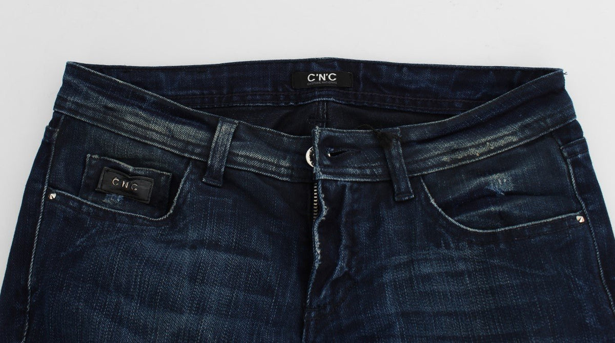 Blue Wash Cotton Slim Fit Skinny Jeans - X excelência