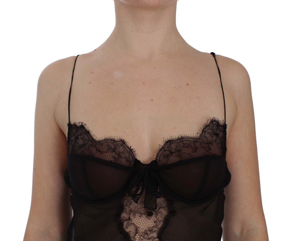 Black Silk Lace Babydoll Lingerie Top - X excelência