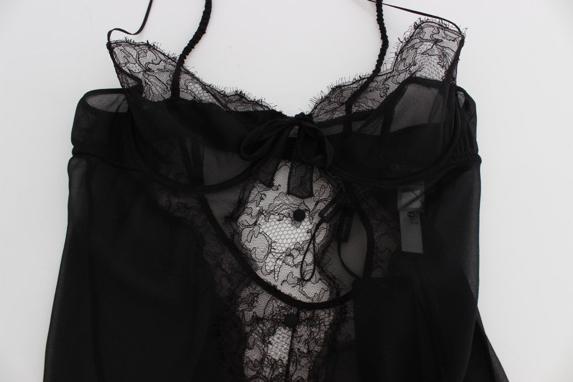 Black Silk Lace Babydoll Lingerie Top - X excelência