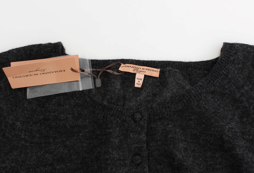 Gray Knit Wool Cardigan Sweater - X excelência