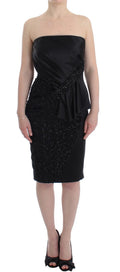 Black Strapless Embellished Pencil Dress - X excelência