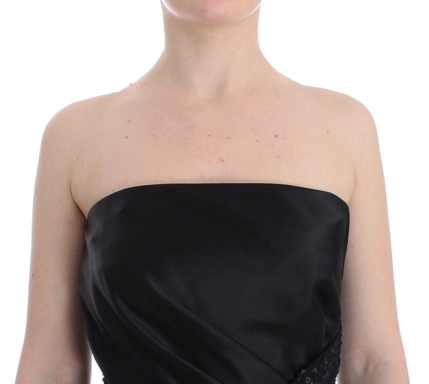 Black Strapless Embellished Pencil Dress - X excelência