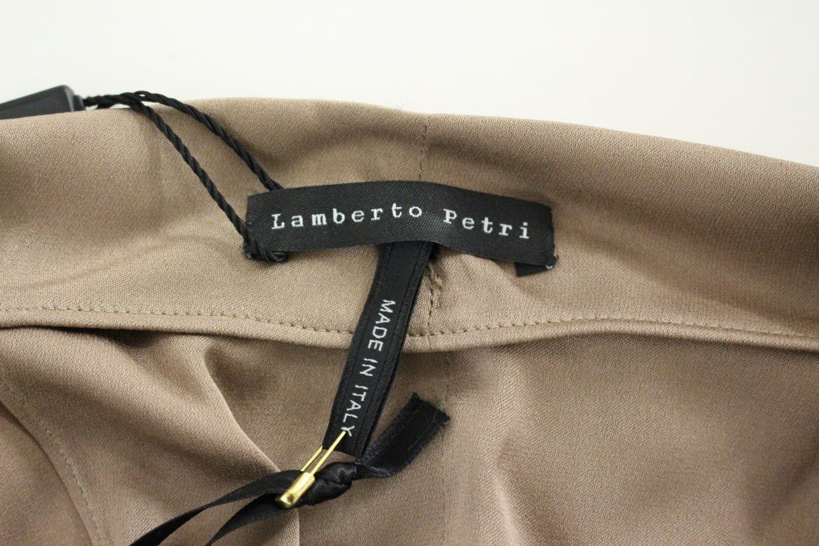 Brown Draped Silk Sheath Shift Coctail Dress - X excelência