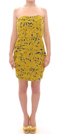 Blue Yellow Strapless Bubble Mini Shift Dress - X excelência