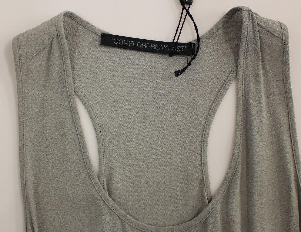 Gray Viscose Tank Top Shirt Blouse - X excelência