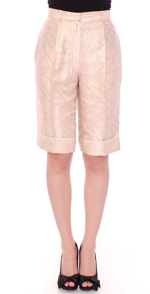 Beige Brocade Above Knee Shorts - X excelência