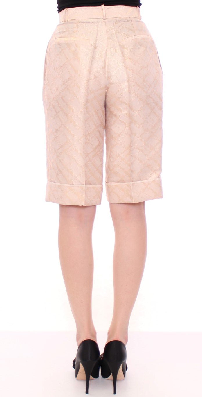 Beige Brocade Above Knee Shorts - X excelência