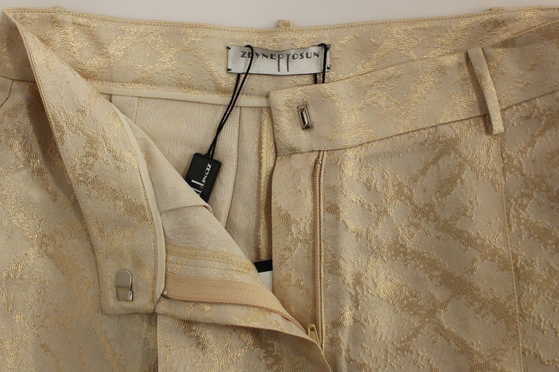 Beige Brocade Above Knee Shorts - X excelência