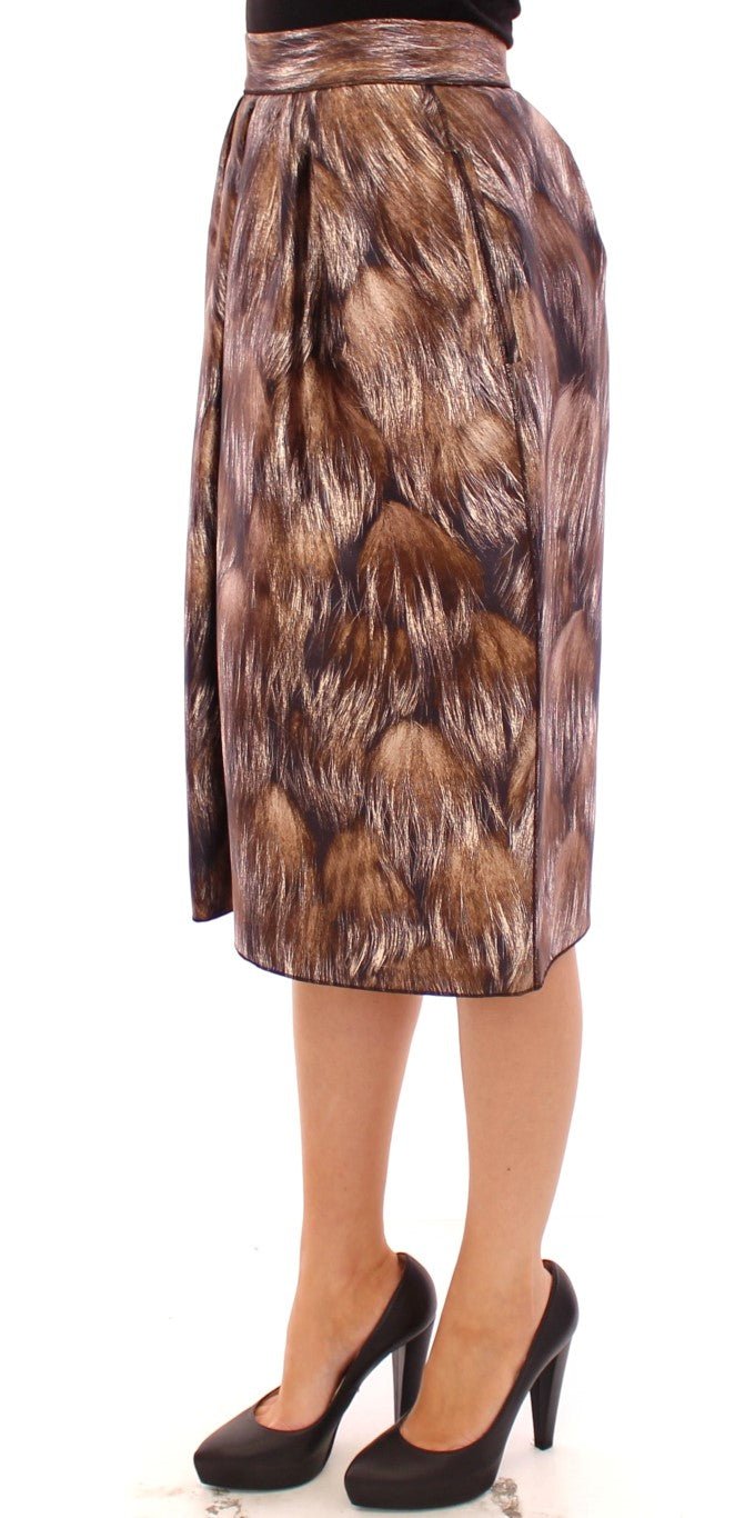 Brown Floral Silk Straight Full Skirt - X excelência