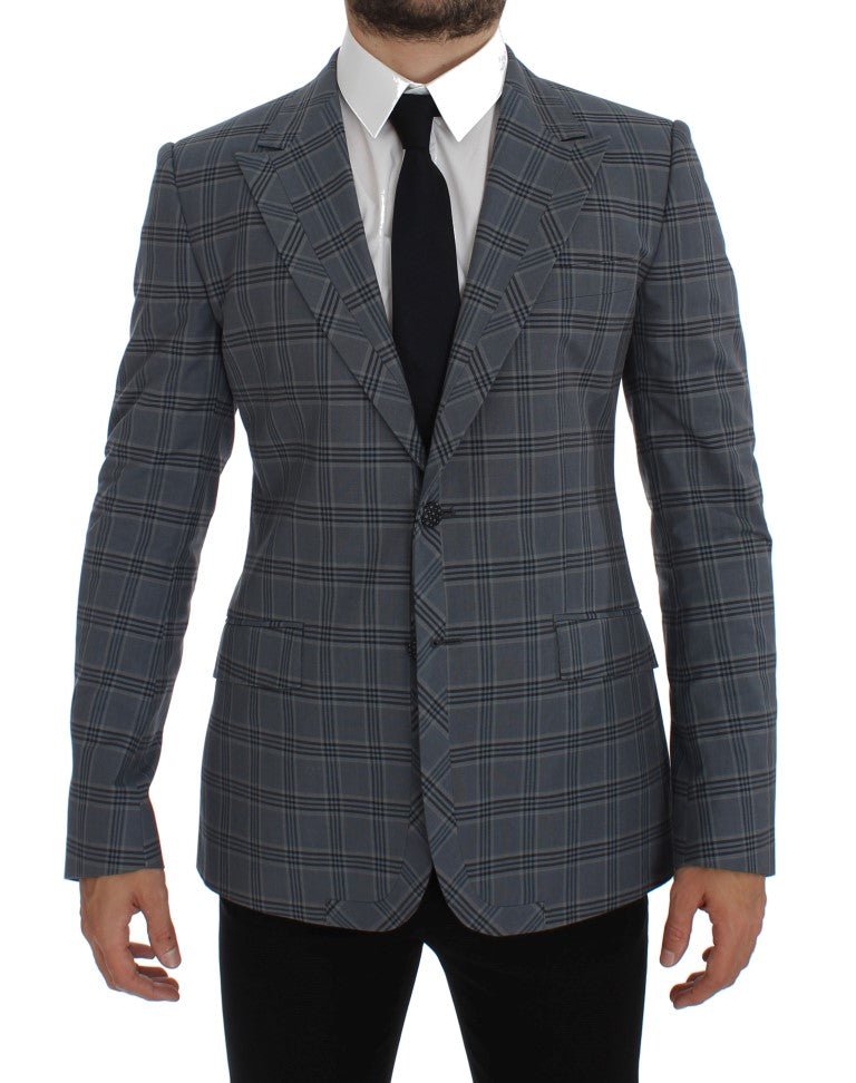 Blue Checkered Slim Fit Blazer Jacket - X excelência