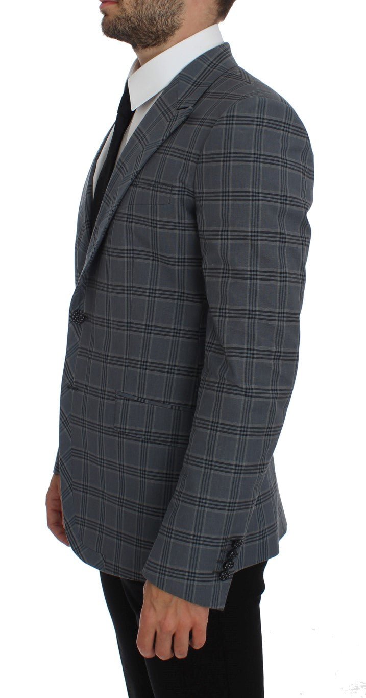 Blue Checkered Slim Fit Blazer Jacket - X excelência