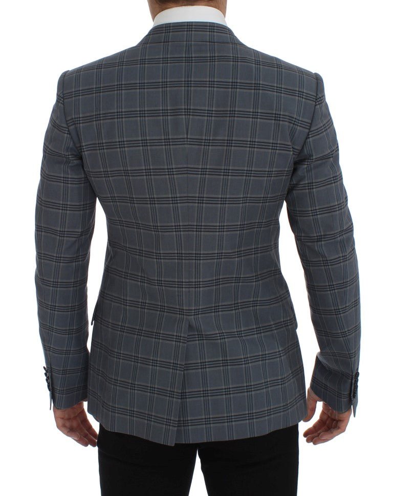 Blue Checkered Slim Fit Blazer Jacket - X excelência