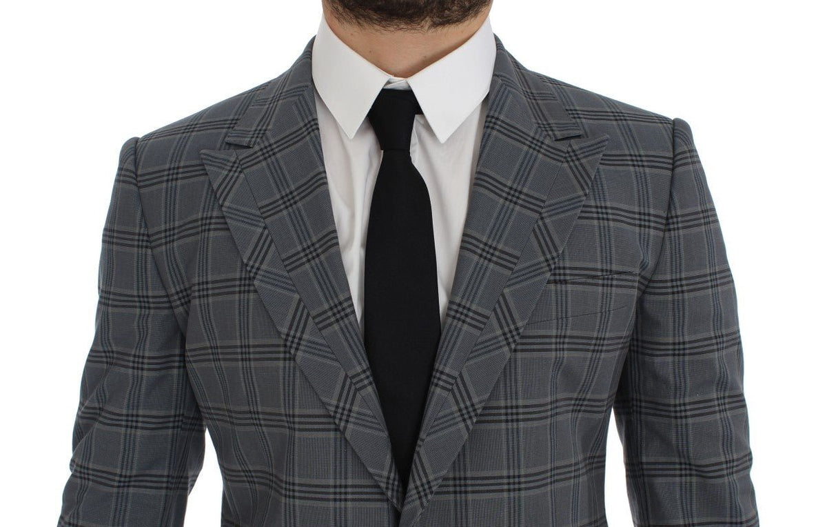 Blue Checkered Slim Fit Blazer Jacket - X excelência