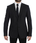 Gray Striped Slim Fit Wool Blazer - X excelência
