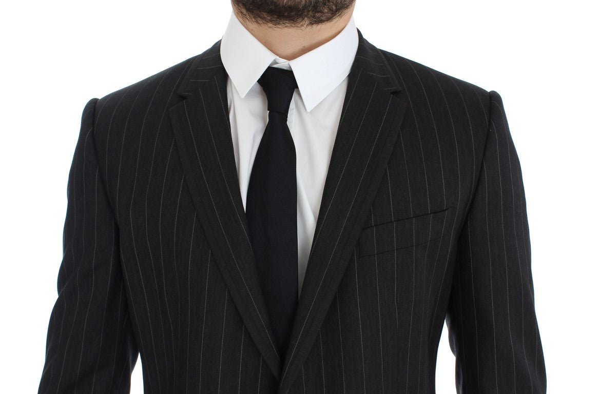 Gray Striped Slim Fit Wool Blazer - X excelência