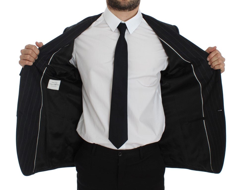 Gray Striped Slim Fit Wool Blazer - X excelência
