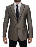 Brown Slim Fit Silk Two Button Blazer - X excelência